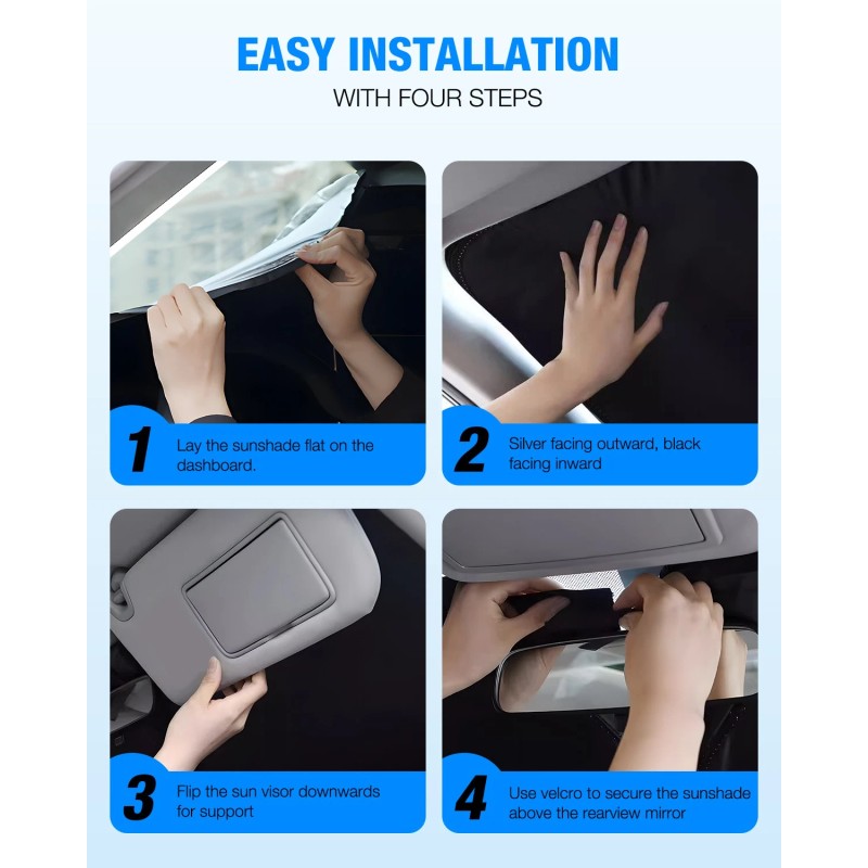 Neverland 58*31" Car Windshield Front Window Sun Shade Cover Visors