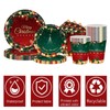 70PCS Christmas Party Tableware Set,Red Green Christmas Disposable Plates Napkins
