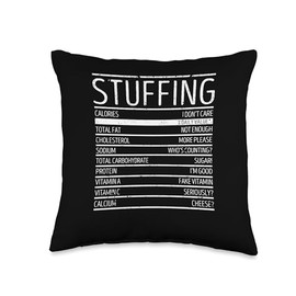 Pilgrim Costume Thanksgiving Shirt Turkey Meat Funny Thanksgiving Stuffing Food Nutrition Facts Anti Vegan Throw Pillow, 16x16, Multicolor