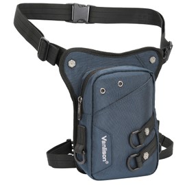 Vanlison Bolsa táctica impermeable Airsoft para pierna caída, bolsa para motocicleta (B-Navy)