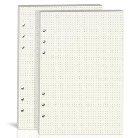2 Pack A5 Dot Grid Paper,100GSM Thick,6-Hole Punched,A5 Dotted Paper Refill for Filofax Planner/Binders/Organizer,80 Sheets (160 Pages),8.25x5.6 Inch,Beige