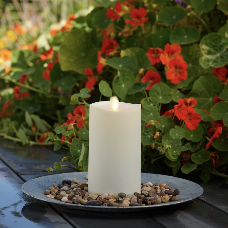Luminara Outdoor Flameless LED Ivory Candle Melted Edge 3.75" x