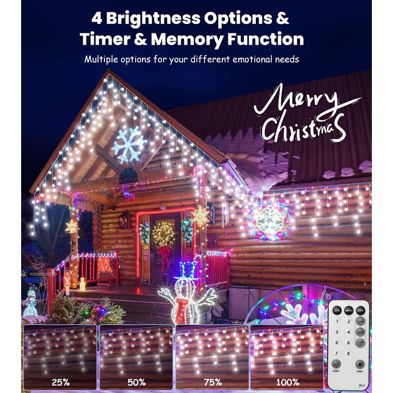 Icicle Outdoor Christmas Lights,460LED 17.5M/57ft Christmas Decorations Lights Plug in,Cool