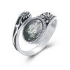 Sunflower Spoon Ring 925 Sterling Silver Sunflower Moss Agate Adjustable