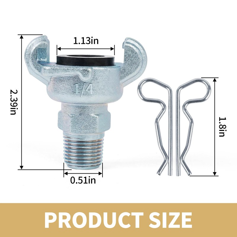 ChillWaves Iron Air Hose Fitting, 1/4" NPT Male 2 Lug