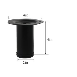 Osring Metal Furniture Legs 4 Inch Adjustable Furniture Table Feet Black, Heavy Duty Steel Round Modern Leg for Coffee Table Cabinet Sofa, 4pcs