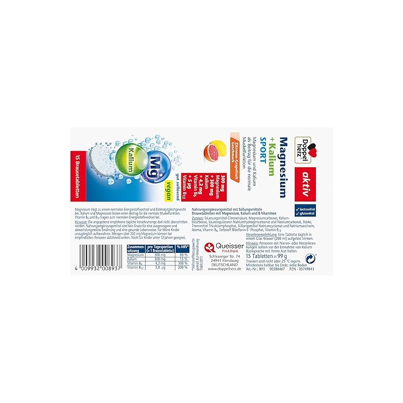 Double Heart Magnesium Potassium Sport, Pack of 15