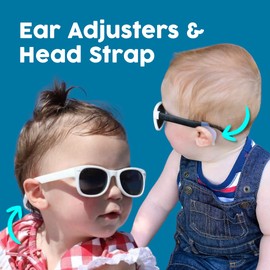 ROSHAMBO Unbreakable Baby Sunglasses with Strap BPA-free – Girls Boys 0-24 months Infants – Polarized Lens, Assembled in USA, Punky Glitter (Glitter Lavendar)