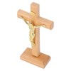 Crucifix Table Cross Hand Crafted Light Brown Durable Beech Metal