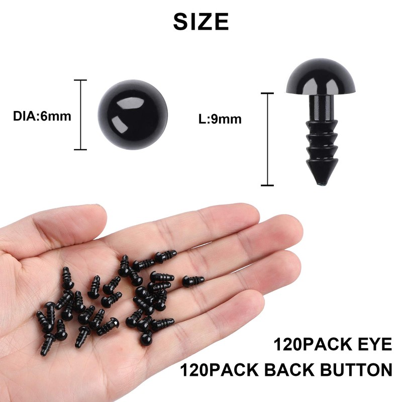 UPINS 120PCS Plastic Safety Crochet Eyes Bulk with 120PCS Washers