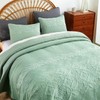 EVENHUG Floral Embroidered Quilt Set Queen Size 3 Piece Bedding