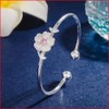 Ganquya Sterling Silver Plated Pink CZ Cherry Blossoms Flower Women