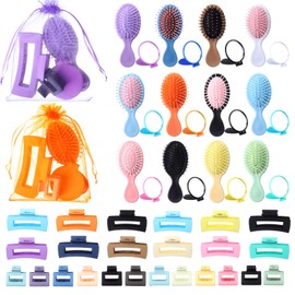 60 Pcs Bulk Gifts for Women Bachelorette Spa Party Favors Include Mini Hair Brush Hair Claw Clips Small Compact Mirrors Bags Baby Shower Bridal Wedding Favor for Guest, 12 Sets
