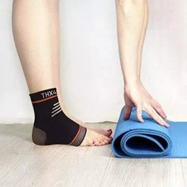 THX4COPPER 주입 양말 아치 및 힐 스퍼스 감소 발목 슬리브 지지대-페어 [Large] THX4COPPER Injection Socks Arch and Heel Spur Reduction Ankle Sleeve Support - Pair [Large]