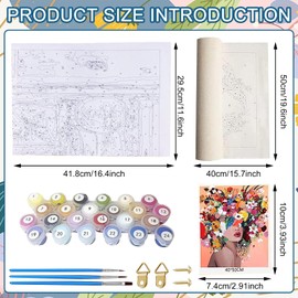 MACULPER Paint by Numbers Adults 50 x 40 cm DIY Hand Painted Oil Painting Kit for Children Beginners and Adults Paint by Numbers Kits DIY Oil Painting on Canvas for Gift
