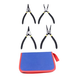 4Pcs Snap Ring Pliers Set Steel Circlip Pliers Kit with Straight Bent Jaws Hand Tools for Repair Maintenance 7in