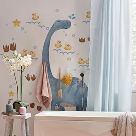 Yeysynana Dinosaur Wall Stickers Decals, Watercolor Dino Footprint Duckling Neutral Wall Art Stickers for Baby Kids Boys Girls Toddler Room Nursery Bedroom Classroom Playroom Home Decor