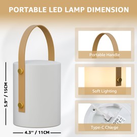 uuffoo Outdoor Cordless Table Lamp LED Lantern Shower Lamp, Dimmable RGB and Warm White for Patio, Camping, Restaurant, Bathroom​​