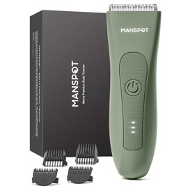 Manspot Electric Body Hair Trimmer for Men, Body and Groin Hair Trimmer, Ball Trimmer for Men, Replaceable Ceramic Trimmer Heads,  Recharge Waterproof Hair Trimmer, Christmas Gift, BlackFriday, waterproof hair:_Green
