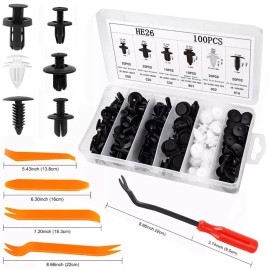 Unbranded Car Clips Fixer Auto Plastic Fasteners Kit 100 PCS Push Type Rivet Assortment