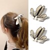 auwiyd 2 PCS White Ribbon Bow Banana Barrette Vertical Ponytail