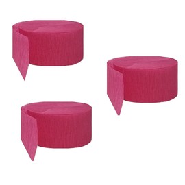 K-Kraft USA-MADE Hanging Decorative Crepe Paper Streamers for Birthday, Party, Holiday, School, Wedding, Shower, or Graduation (Hot Pink, 3 Rolls)
