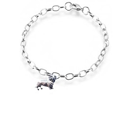 D12 Dachshund dog fine lead free English Pewter charm on a belcher link chain anklet bracelet