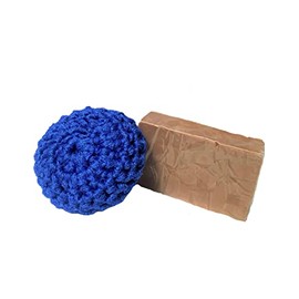 Handcut 4oz Body Soap Bar & Handmade Loofah Scrubbie (Black Coconut)