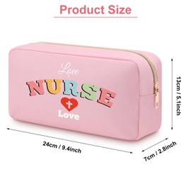 Nurse Gifts Nurse Letter Cosmetic Bag for Women Sister Daughter Mom Friend Nurse Accessories for Work Birthday Retirement Makeup Travel Pouch Nurses Week Presents Double Side Print Toiletry Bag