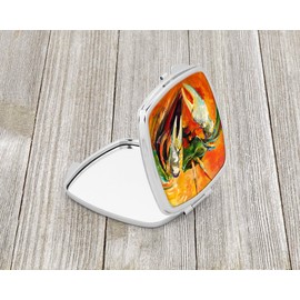 Caroline's Treasures JMK1251SCM Small Orange Crab Compact Mirror Decorative Travel Makeup Mirror for Women Girls Gifts Pocket Makeup Mirror Folding Handheld