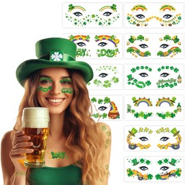 JoyfulGlam St Patricks Day Temporary Tattoos - Shamrock And Clover Designs for Kids & Adults, St Patty's Day Party Favors With Face Tattoo Stickers Saint Patricks Day Accessories for Gifts