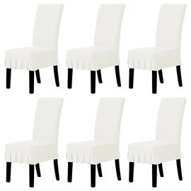 Easy-Going Dining Chair Covers Stretch Parsons Chair Slipcover with Skirt Chair Covers for Dining Room Restaurant Banquet (6 PCS, Cream)