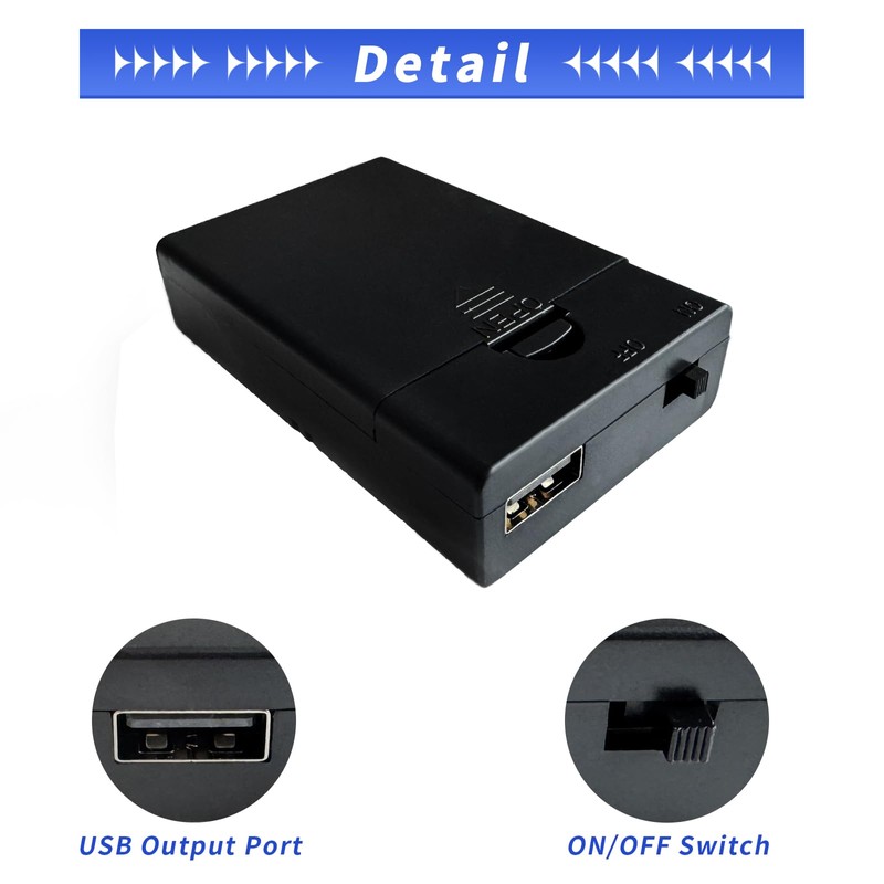 HOLITS 3 AA Battery Box with USB Output Port for