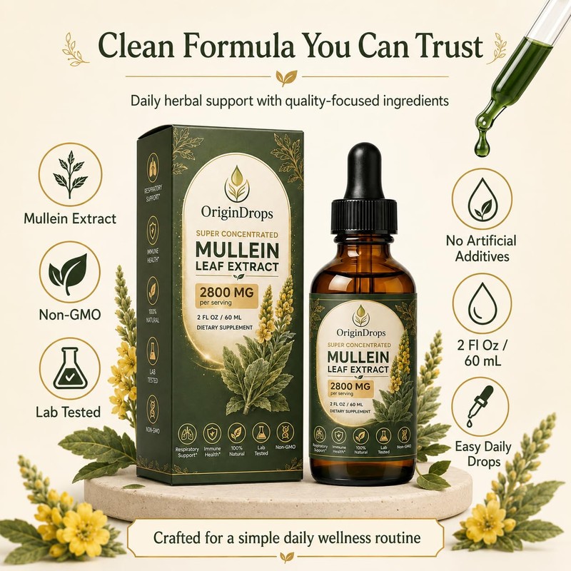 Origin Drops Mullein, Mullein Drops for Lungs, 2 Fl Oz,