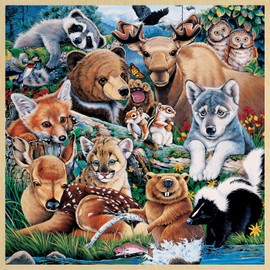 Masterpieces 48 Piece Fun Facts Jigsaw Puzzle for Kids - Forest Friends Wood Puzzle - 12"x12"