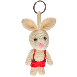 By Bers Frog Cow Bear Crochet Pendant Keyring Bag Pendant Crochet Wool Animal Funny, Crochet Bunny Red