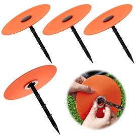 Leriton 3 Set Low Profile Property Line Markers, Survey Markers Stakes, 5.9 x 6.3 Inch Plastic Septic Tank Marker Large Survey Stakes Lawn Garden Ground Boundary Marker, Orange