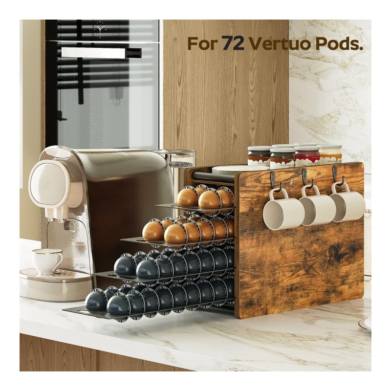 YATINEY Coffee Pod Drawer Holder, 72 Pods Large Capacity, 4