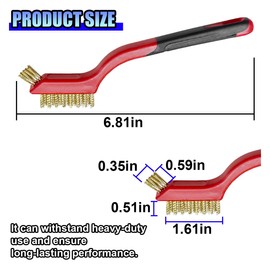 ZIMISI 3PCS Car Cleaning Brush Set, Small Brass Cleaning Tools, Deep Rust Remover Wire Brush with Curved Handle Grip, Car Detail Brushes for Scrubbing Dirt, Paint (Brass)