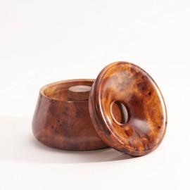 Thuya Wood Burl Wooden Handcarved Ashtray - Moroccan Rare Wood Burl Decorative Ashtray (Medium (D:10cm))