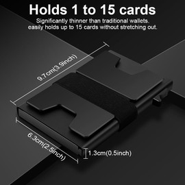 HOTUT Card Holder Wallet,Slim Wallet for Men,Pop Up Credit Card Holder RFID Blocking,Minimalist Metal Wallet with Cash Band,Automtic Card Case Wallet,Metal Slim Wallet Credit Card Holder (Black)