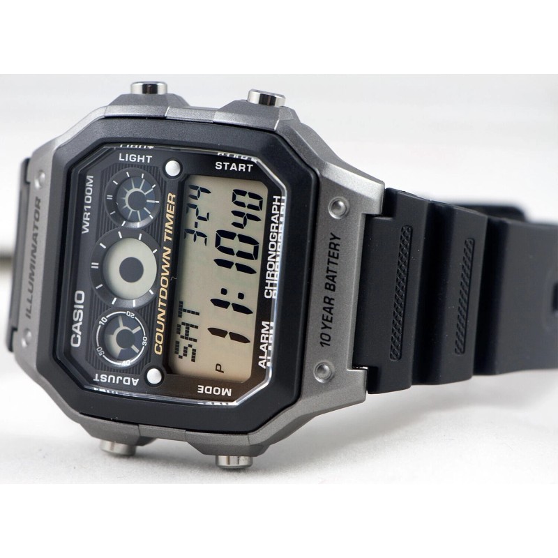 Casio AE1300WH-8AV, 10 Year Battery Watch, 100M, Alarm, Illuminator, Countdown