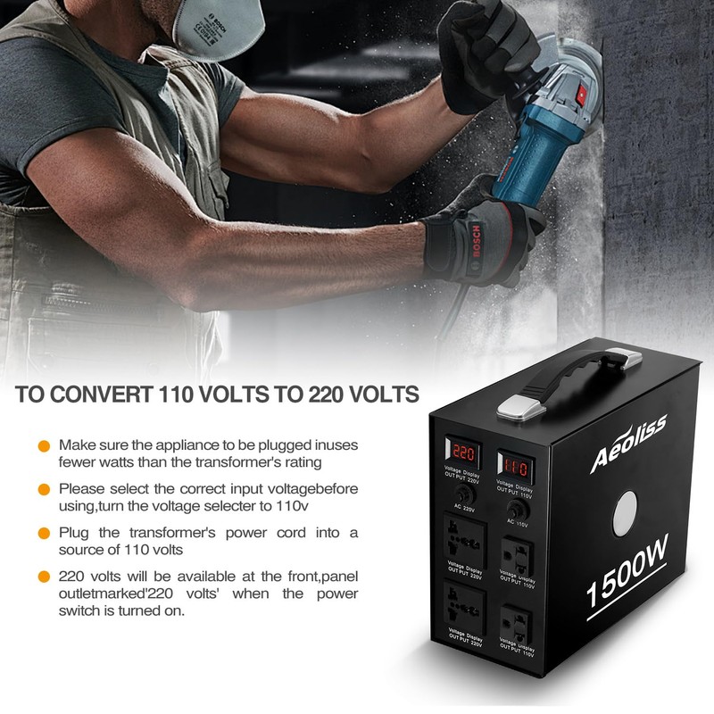 AEOLISS Voltage Converter Transformer 110V to 220V/220V to 110V International