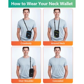 Peicees Neck Wallet, RFID Blocking Passport Holder, Easy to Conceal Travel Pouch, Black