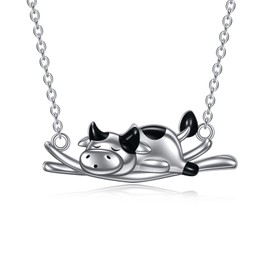 VENACOLY Cow Necklace Sterling Silver Cow Pendant Necklace Cow Jewellery Gifts for Women