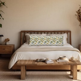 Supwhd Vintage Lemon Bird 20x54 Body Pillow Cover, Cottagecore Room Decor, Botanical Decor, Rustic Nature Hummingbird Lemon Fruit Botanical Long Body Pillow Pillowcase for Couch Bed