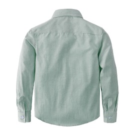 JOGAL Boys Long Sleeve Oxford Dress Shirts Casual Button Down Shirts Striped Tops for 6-14 Years DarkGreen 14