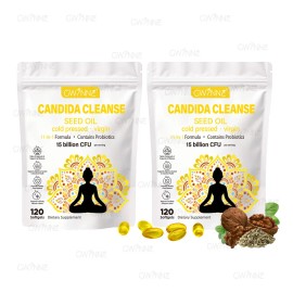 Gwynne Candida Cleanse Seed Oil 120 Cpsulas,hierbas Naturales Para La Desintoxicacin Intestinal Con 15 Billion Cfu,11-in-1 Formula Con Hoja De Organo 