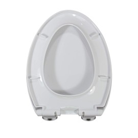 WinZo Elongated Toilet Seat Cover, Soft Close Top Mounting Metal Bolts Quick Release Easy Install Clean Plastic White