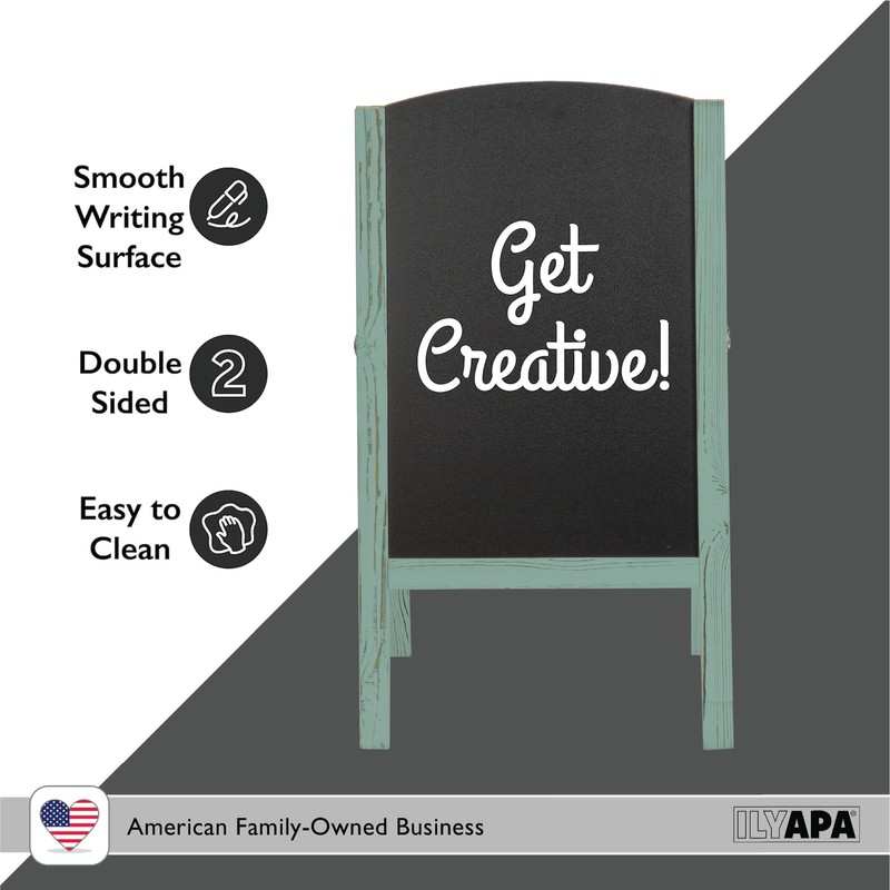Ilyapa Wooden A-Frame Chalkboard Sidewalk Signs with Rounded Top -